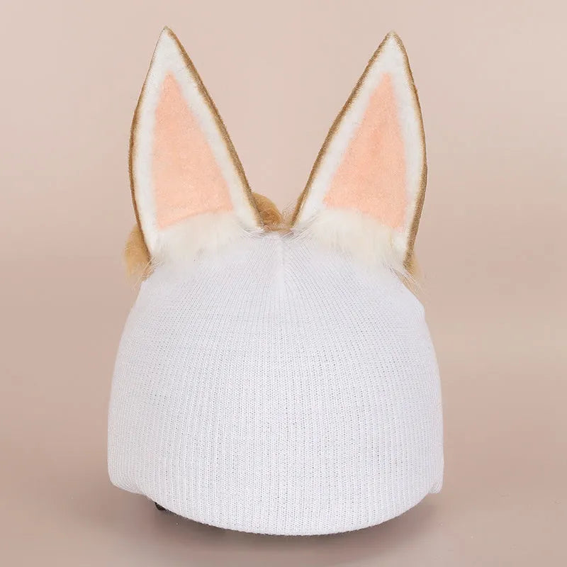 A soft plush cartoon character helmet cover for ears, shown in M size.