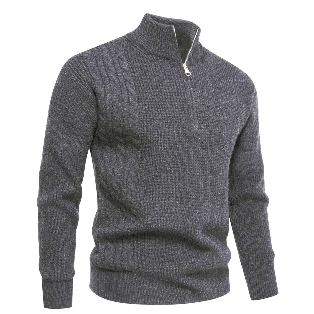 Men's Half-zip Pullover Sweater Casual Polyester Thickened Loose Fit Sweatshirt for Autumn Winter Seasonal Wear Available in Army Green Beige Black Gray Wine Red Sizes M L XL 2XL 3XL Asian Sizing