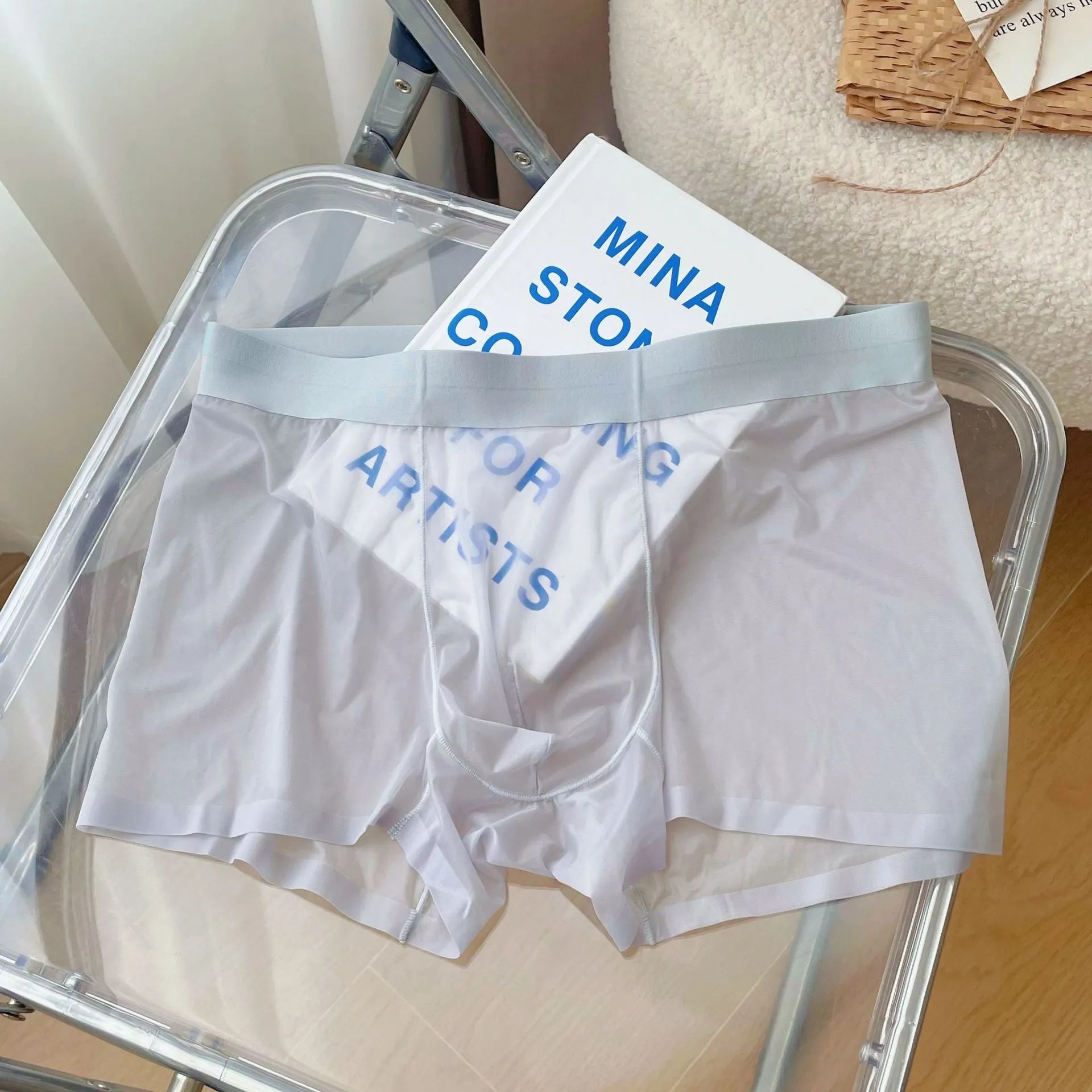 Men's seamless nylon boxer shorts in six colour options showing quick-drying breathable fabric
