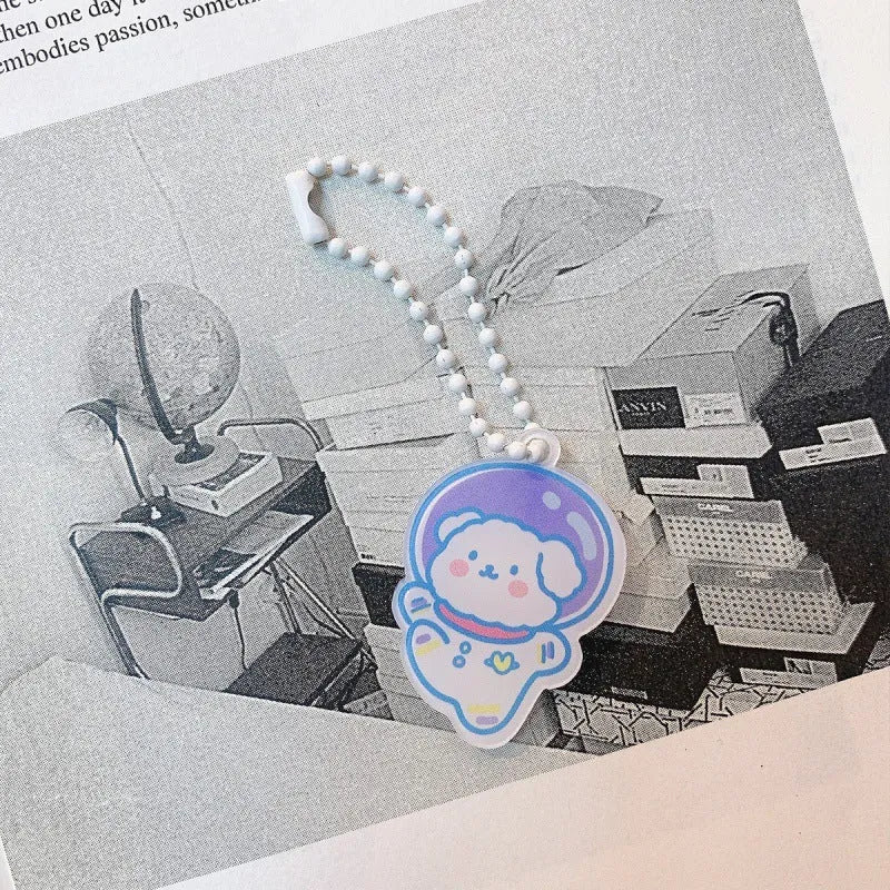 Ins cartoon double-layer pencil case in cute astronaut design with pen inside, made of PU material, available in multiple colours