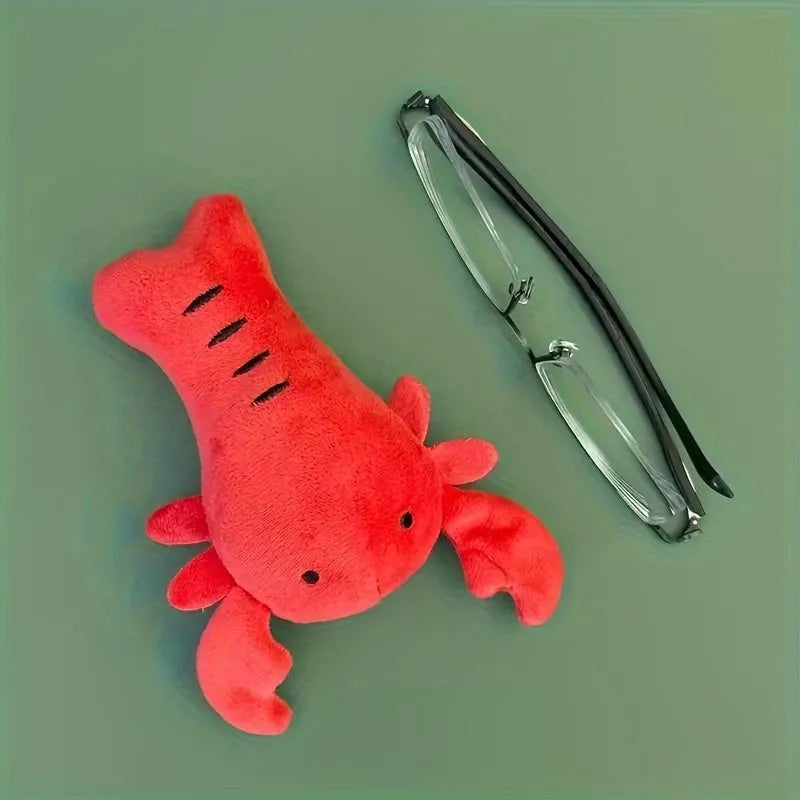 Red crab lobster stuffed dog toy with squeaker for small and medium dogs
