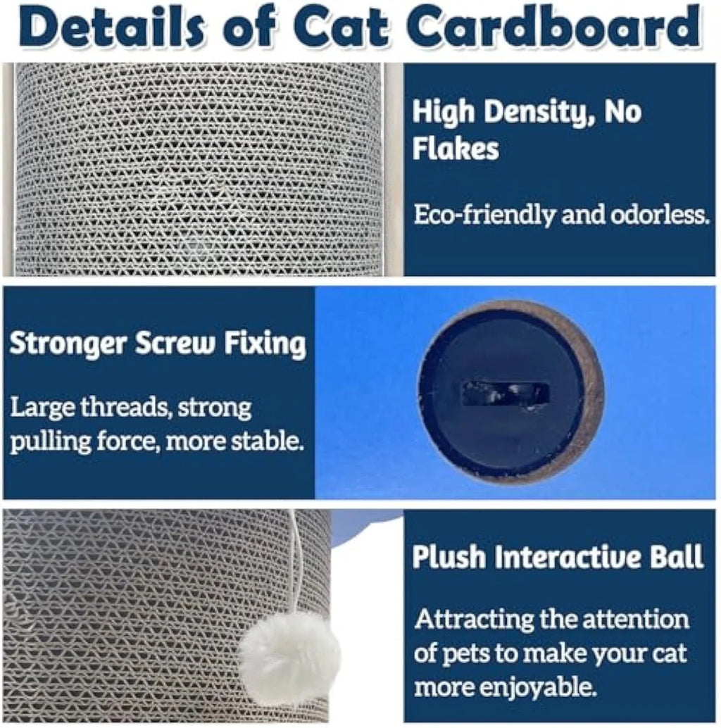 Cat corner scratching pad with hanging ball in room corner for furniture protection
