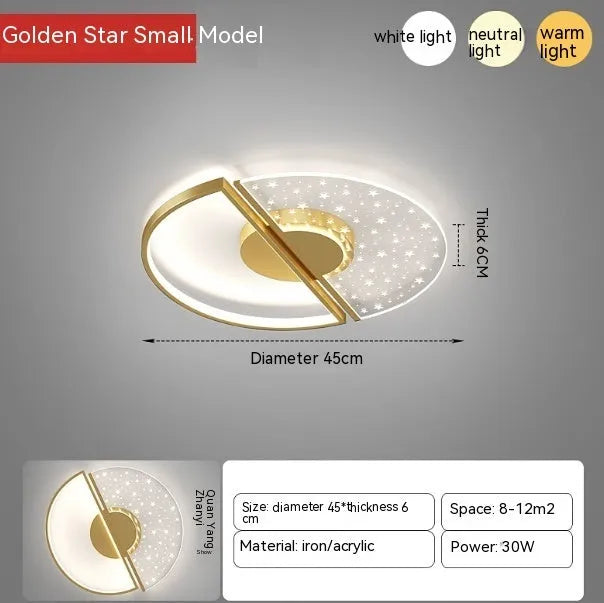 New LED ceiling light modern simple light luxury bathroom light monochrome white 45cm Golden Feather or 55cm black