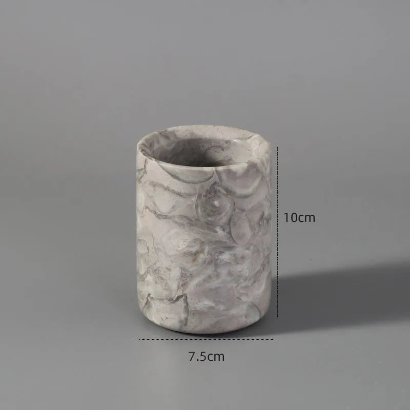 Marble bathroom toilet set with Bawang flower pattern including 16 pieces such as tissue boxes, lotion bottles, soap dishes, trays