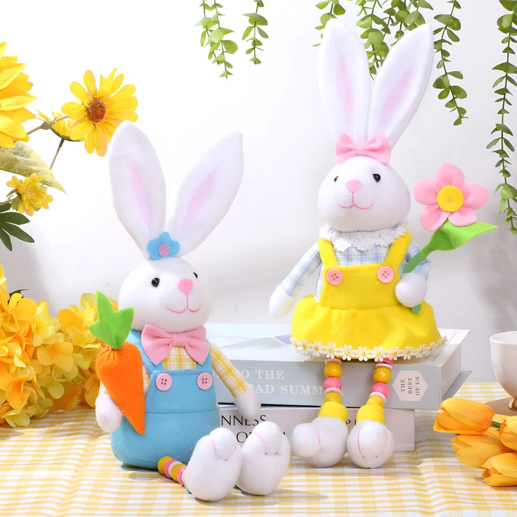 Easter bunny pastoral doll ornament in non-woven fabric in radish colour style for spring decoration