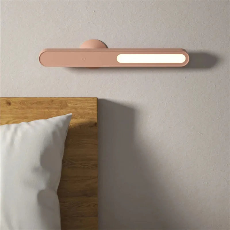 Geometric khaki desk lamp with magnetic wall suction mount and USB cable