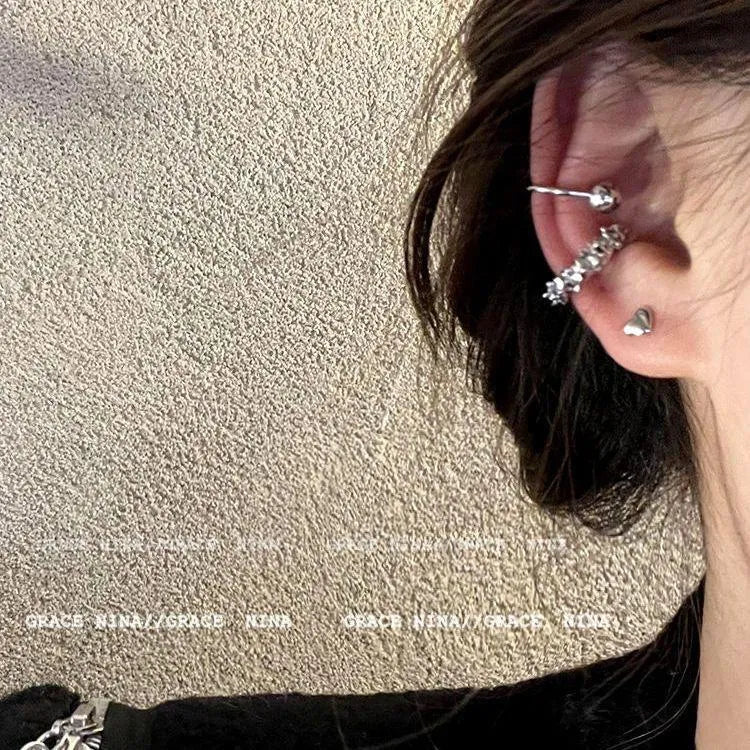Geometric alloy ear clip earrings with irregular frosty B4710# design for women