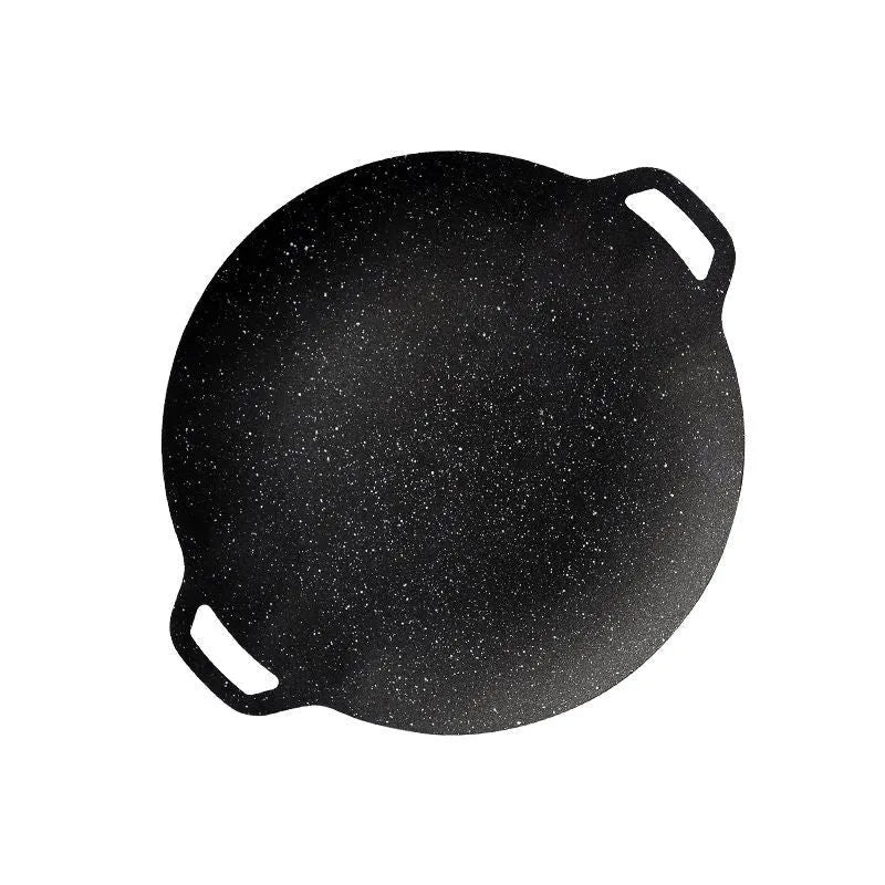 Round Japanese medical stone barbecue plate with non-stick iron surface for household indoor grilling