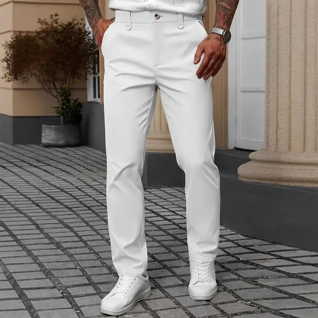 Men's straight leg business casual trousers in four colours with Asian sizing options