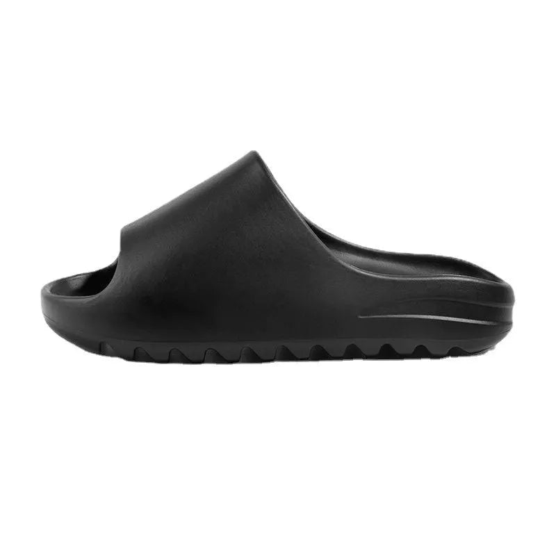 Women's thick sole beach slippers in black, green or brown with EVA injection-moulded construction