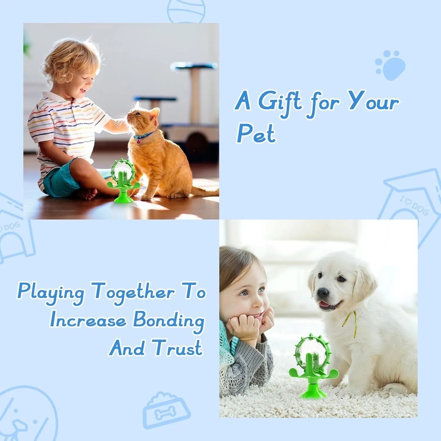 Interactive spinner puzzle toy for cats and dogs with food dispenser holes and sucker base