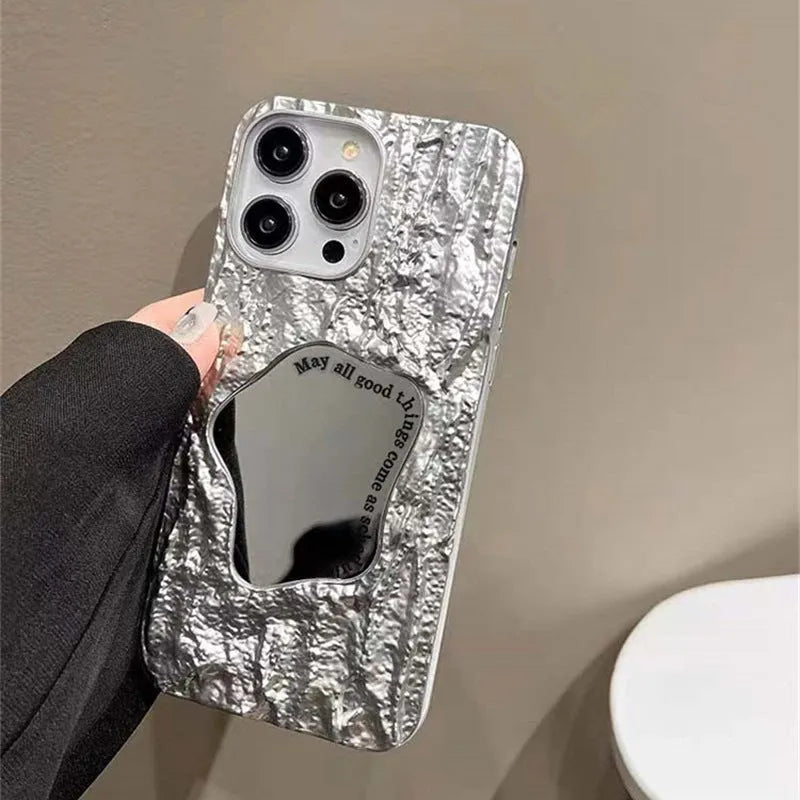 Fashion electroplated silicone phone case with mirror finish and fall protection in New Year red stone pattern
