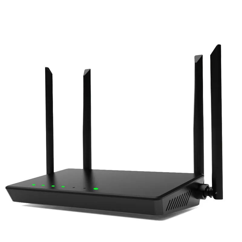 Portable 300m wireless router with five network ports in compact bare metal housing