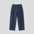 Men's apricot loose-fit cotton linen trousers with a pencil pants leg opening and micro-elastic waistband.