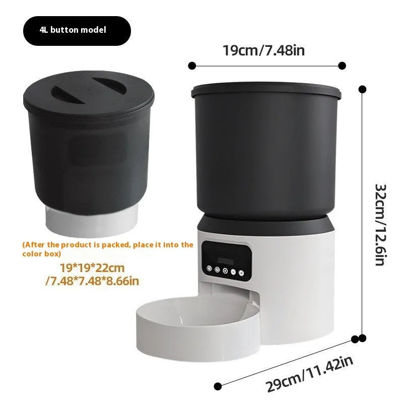 4L smart pet feeder for cats and dogs with choice of plastic or stainless steel bowl