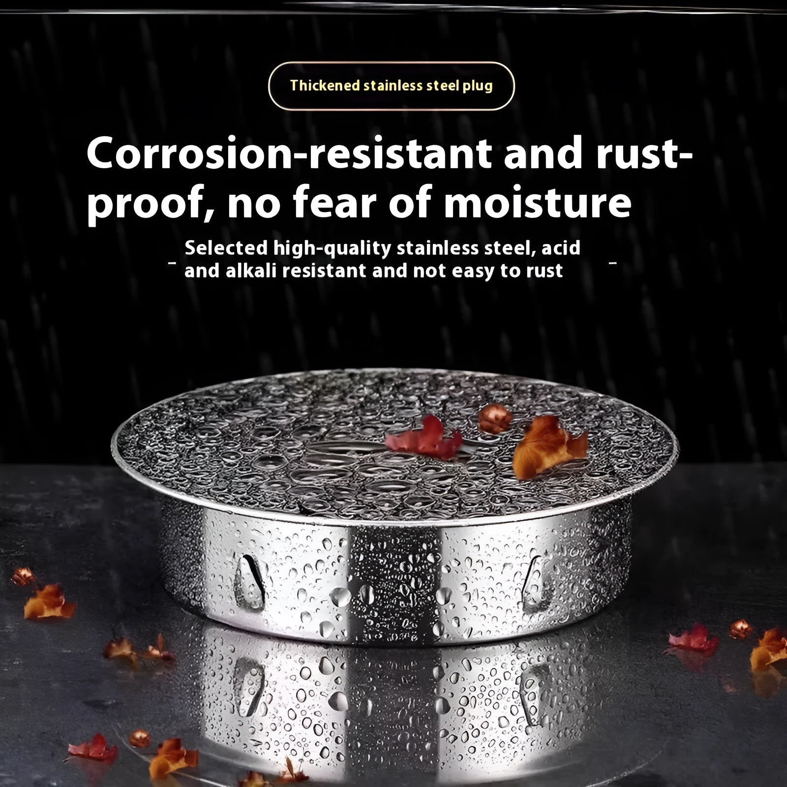 Stainless steel deodorant floor drain seal cover for 201-to-160 tube plug fittings