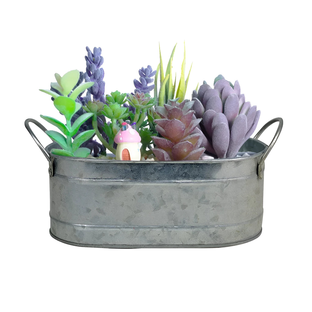 Iron desktop succulent flowerpot with drainage holes for small indoor plants