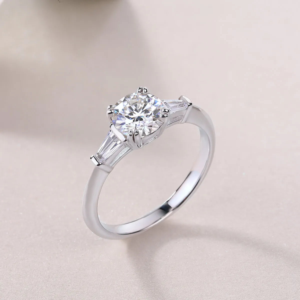 GODDNESS 1-carat moissanite wedding ring set in S925 silver with platinum plating, rose gold finish, gift box