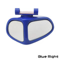 A pair of round, adjustable wide-angle car mirrors with adhesive backing, shown in assorted colours.
