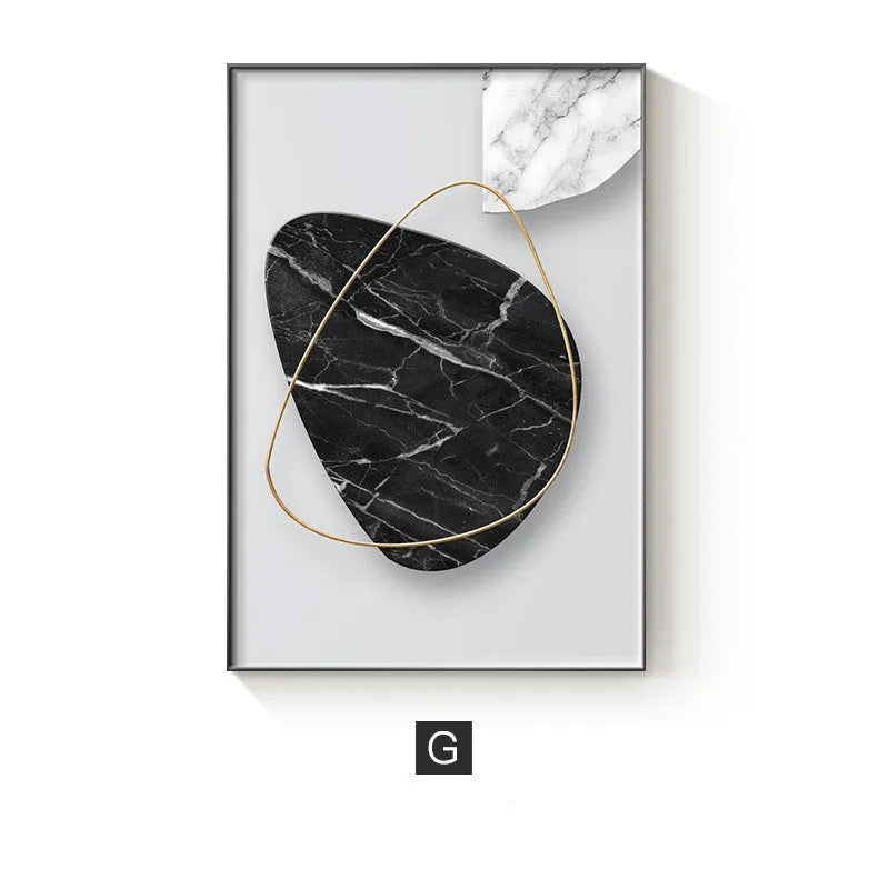 Abstract geometric canvas painting wall art poster in modern design