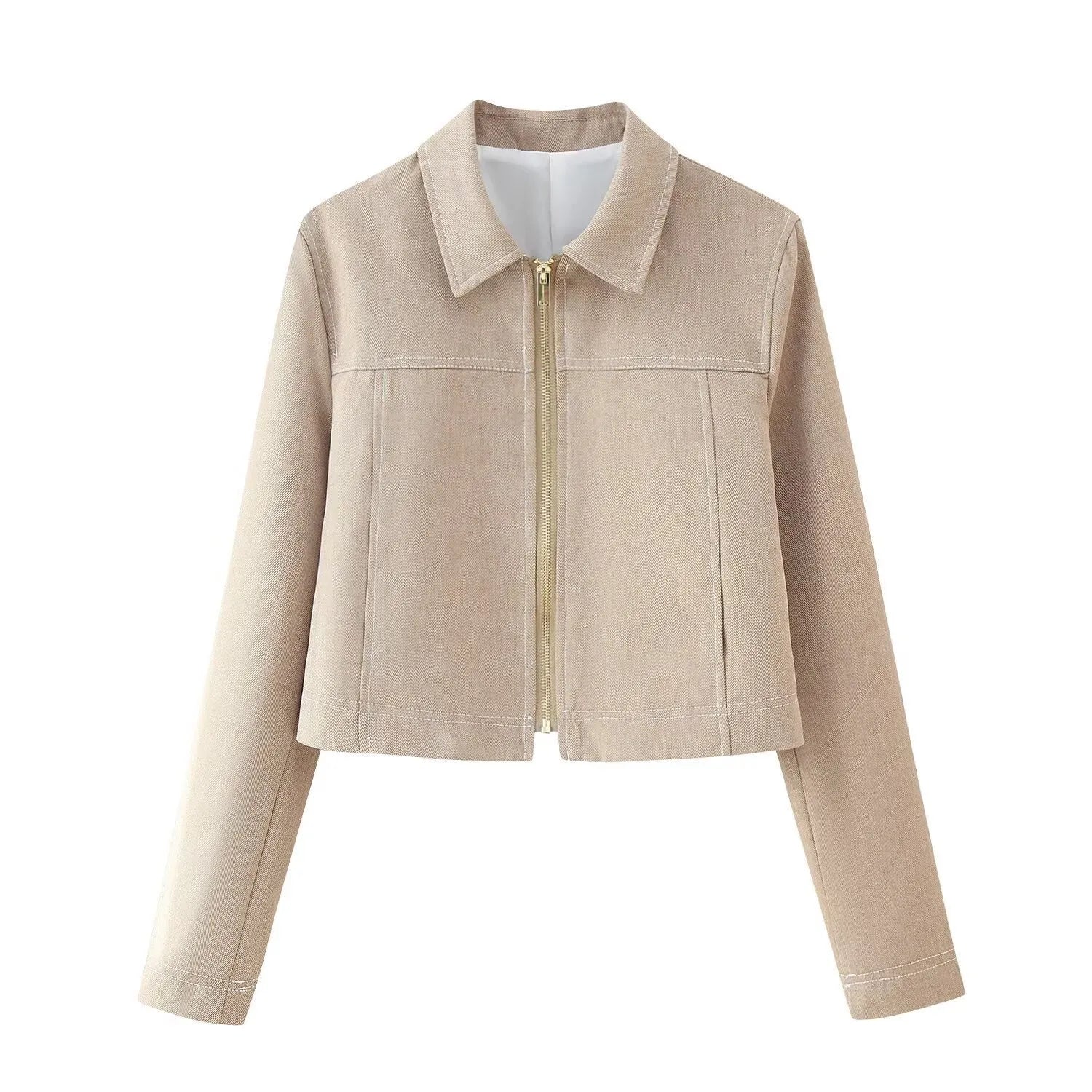 Women's summer casual suit set with herringbone pattern jacket and trousers