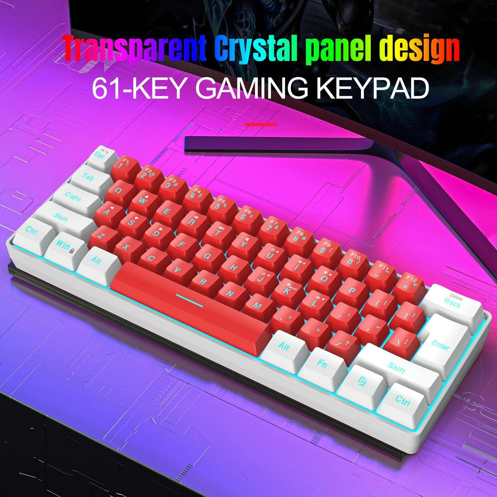 Simple wired 61-key USB membrane keyboard in multiple colour options including white and black