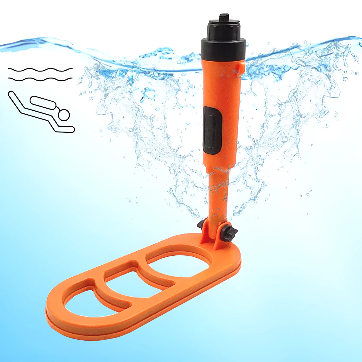 SHRXY Diving Q20 waterproof metal detector folded with retractable handle in black and orange