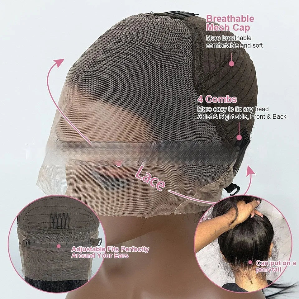 Real human hair lace front wig with a gradient cap in the Ruili style, shown in a chosen length.