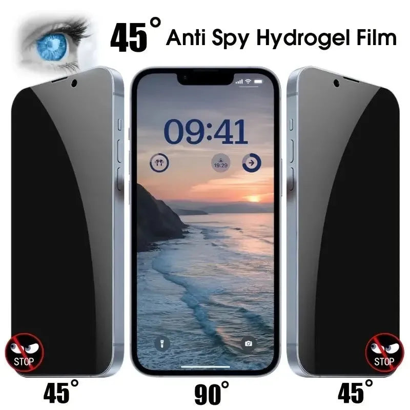 Black anti-peeping tempered glass screen protector for iPhone 16 Pro Max front film