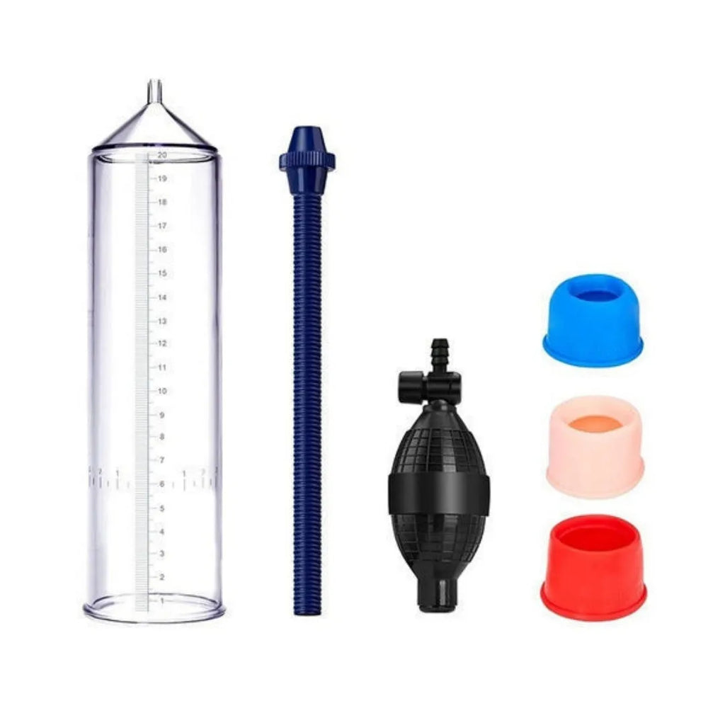 Silicone cover accessory kit for male exercise simulator with multiple components including cup and pipes.