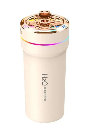 Mini USB car humidifier with starry sky projection light, plastic body, 0.5-1L tank, white black or khaki