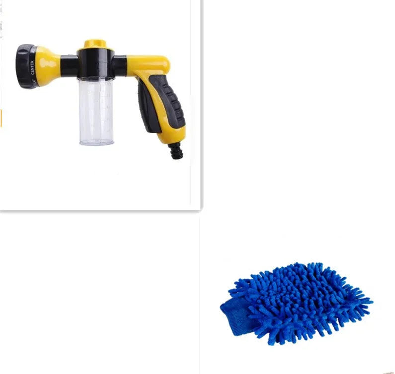 Green high-pressure foam spray gun with adjustable nozzle for car washing and garden watering