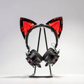 Cute net hairpin headphone accessory in black luminous version with silver bracket clipped onto headband