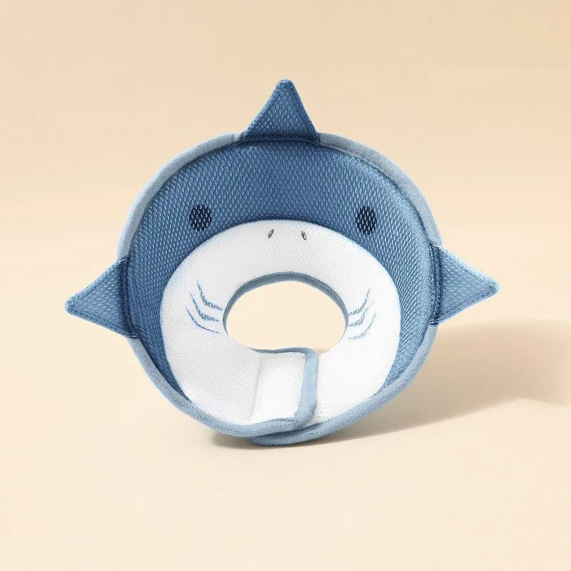 Pet protective cover in blue shark cartoon pattern made of mesh cloth for cats and dogs