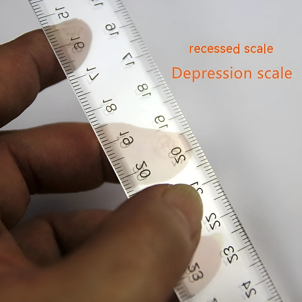 T-shaped plastic technical drawing ruler with 30cm length in transparent or orange yellow colour options