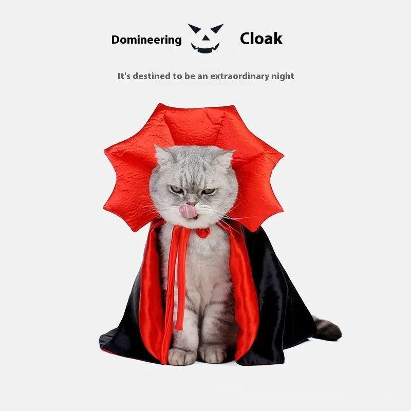 Black and Red Halloween costume for small cats and dogs made from polyester