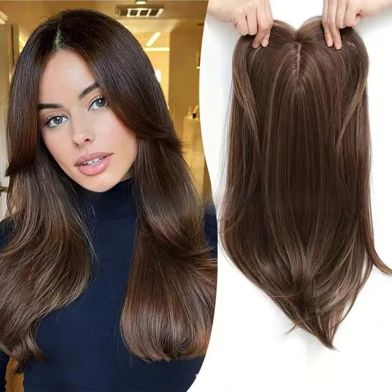 Women's high temperature fibre wig piece in Natural Black colour for hair supplement