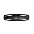 Black nylon seat belt buckle clip for child car seat harness measuring 14.5cm by 4cm