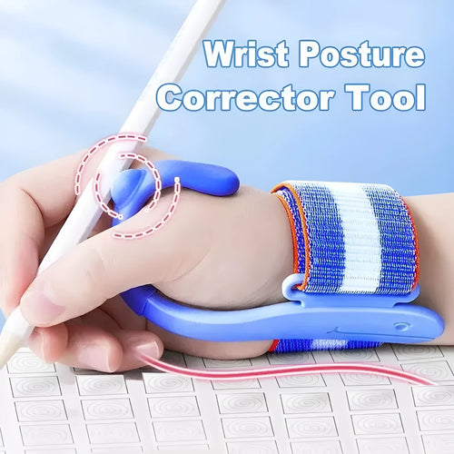 Blue Anti-hook Holder Pen Control Corrector wrist brace for pen grip correction.