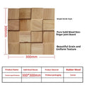 Retro 3D solid wood mosaic patch wall panel in natural wood finish showing stereo background texture