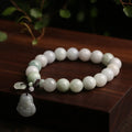 Natural emerald jade hanging bracelet with Maitreya Buddha geometric design
