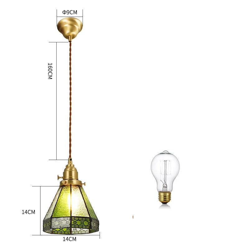 Japanese retro brass and glass chandelier with hand-blown shades and walnut ceiling plate