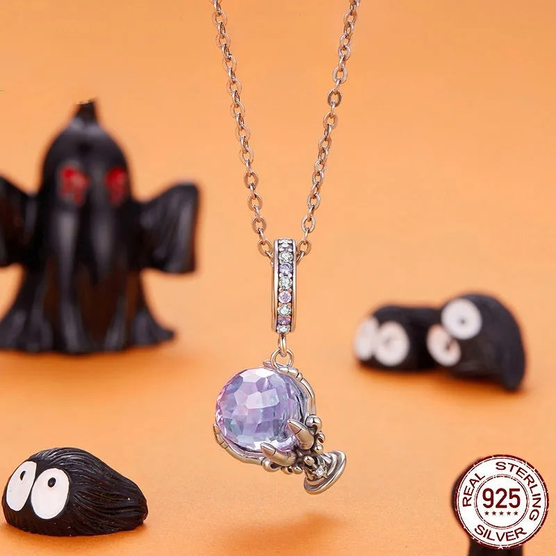 925 sterling silver Halloween Magic Crystal inlay bead, 2.4 cm by 1.4 cm, 0.45 cm aperture, colour SCC3181