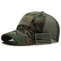 Adjustable tactical camouflage baseball hat with Velcro tear mark patches in dome style