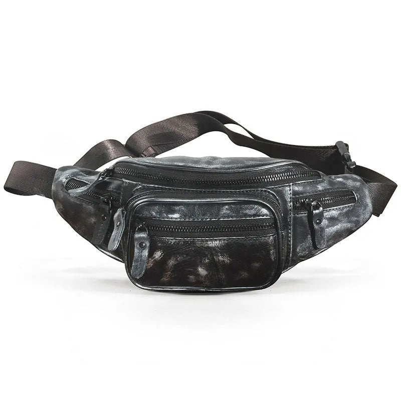 Retro brown leather messenger bag with a single shoulder strap shown open.