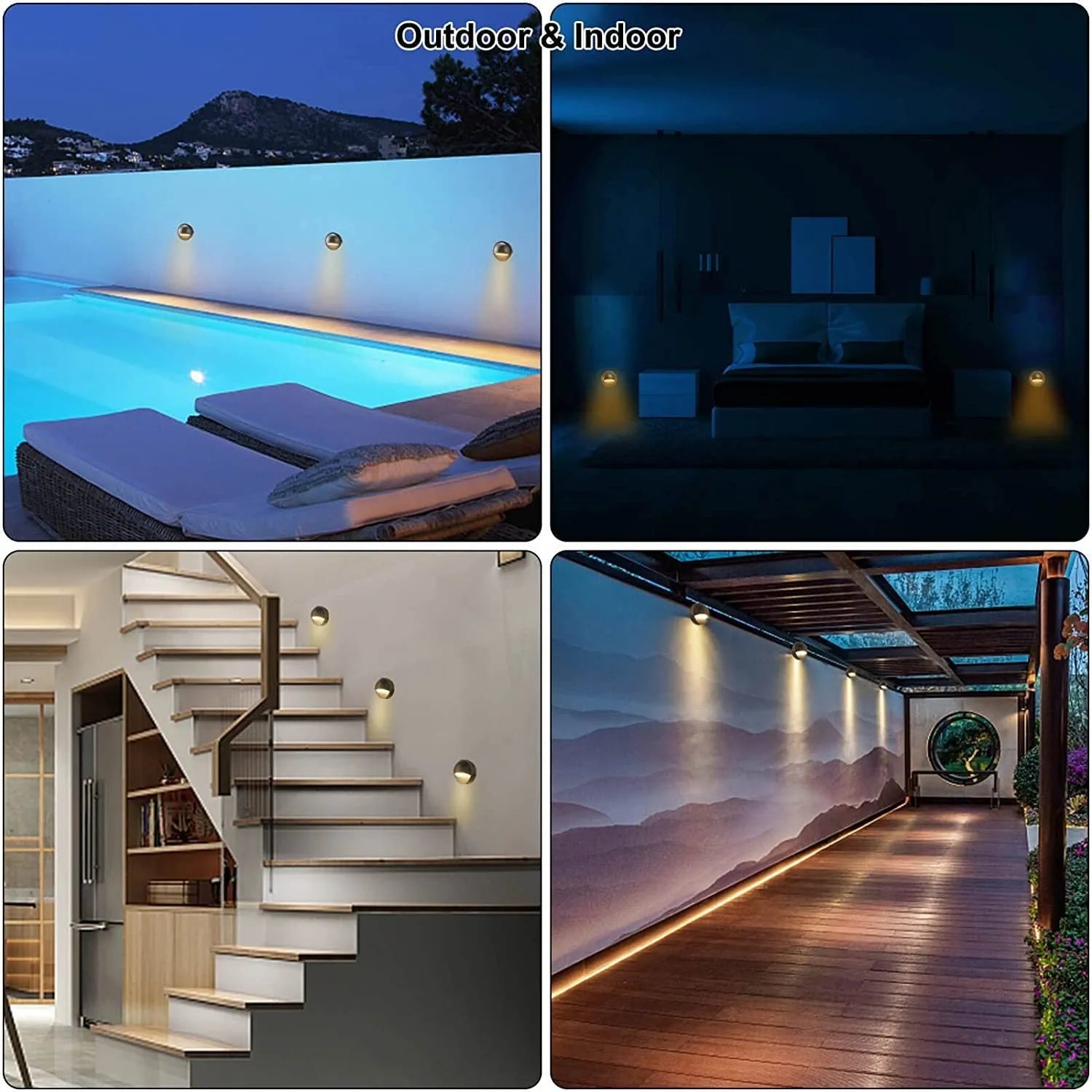 Platinum-coloured low voltage outdoor step light with IP67 rating for garden pathways.