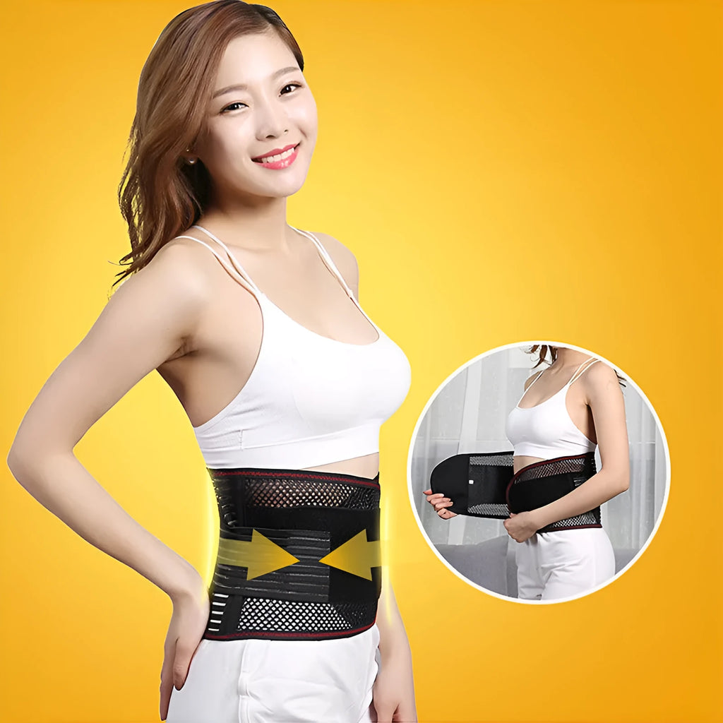 Black sports waist support belt with steel plate lumbar protection for fitness activities