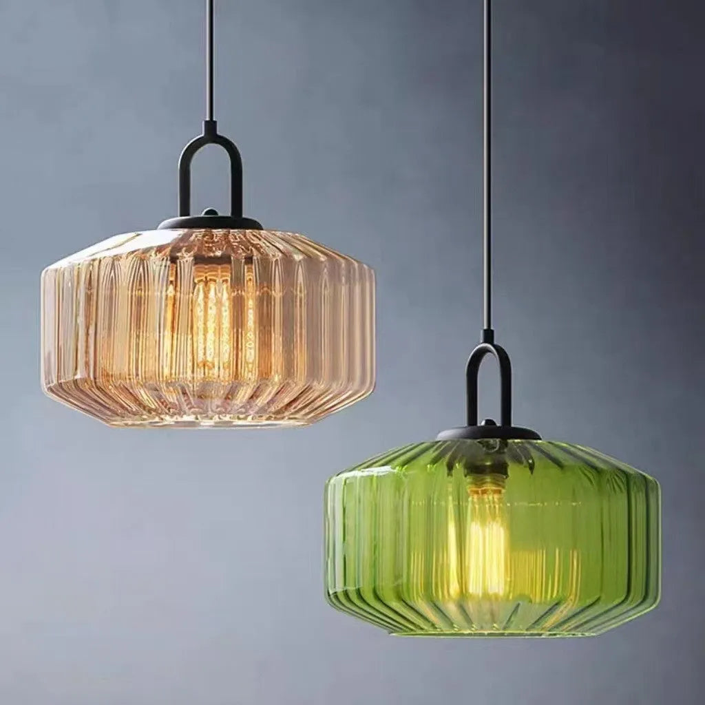 Stained glass chandelier with 4W warm light in green, amber or purple, 220V modern ceiling light