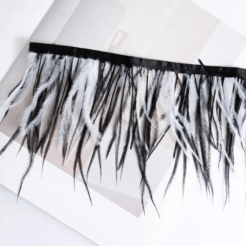 Decorative feather cloth strip DIY trim 10-15cm wide in multiple colours for clothing crafts