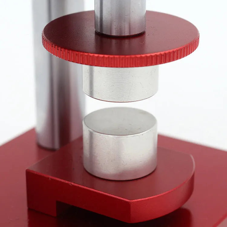 Watch repair spiral cap presser device with a set of 20 plastic moulds for watch backs.